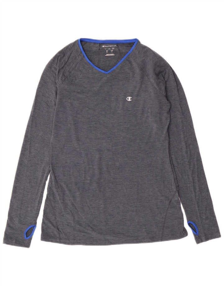 Champion Camiseta de manga larga para mujer UK 40 Poliéster a rayas azul medio
