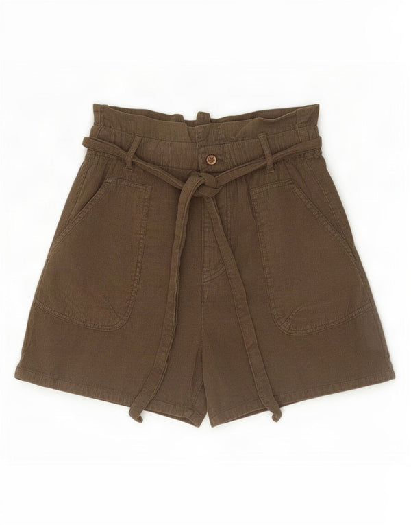 Zara Mujer Pantalones Cortos De Pana De Cintura Alta EU 36 XS W26 Algodón Caqui