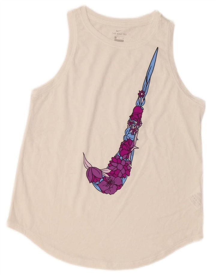 NIKE Camiseta sin mangas Dri Fit Graphic para niñas 13-14 años XL Poliéster blanco