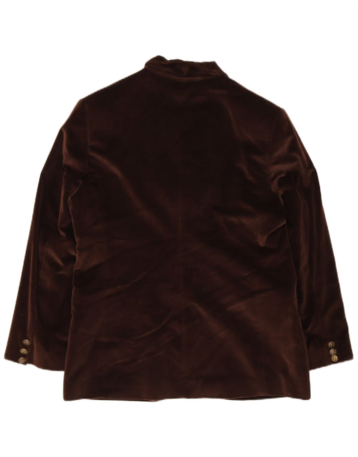 Vintage mujer terciopelo 3 botones Blazer chaqueta EU 44 XL lana marrón