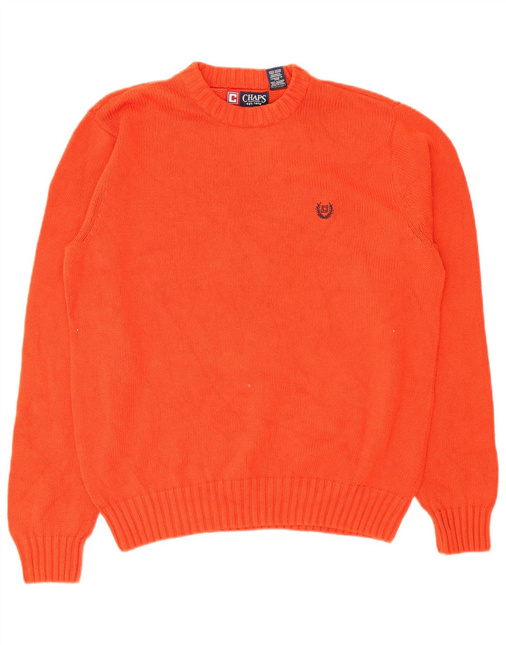 Chaps - Jersey de cuello redondo para hombre, talla grande, algodón naranja