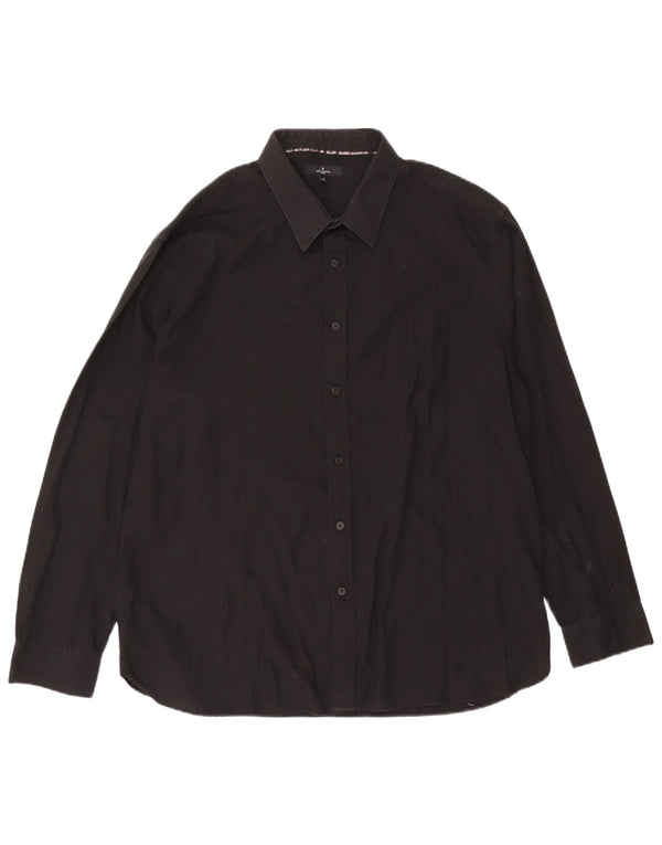 Jeff Banks Camisa para hombre XL Algodón a rayas negras