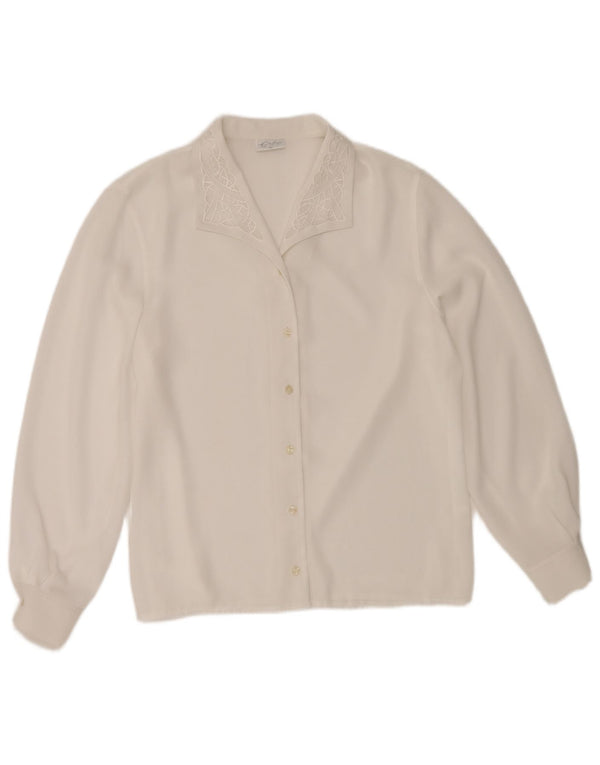 Blusa vintage para mujer EU 40 Poliéster blanco medio