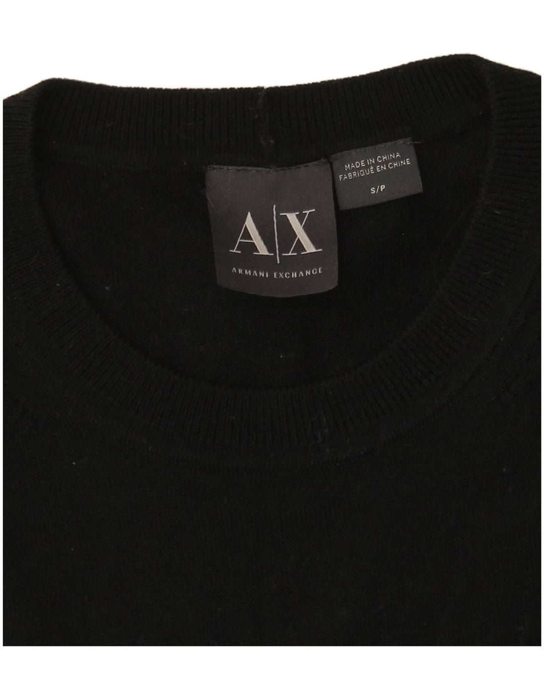 ARMANI EXCHANGE Suéter tipo jersey con cuello redondo para hombre UK 10 Small Black