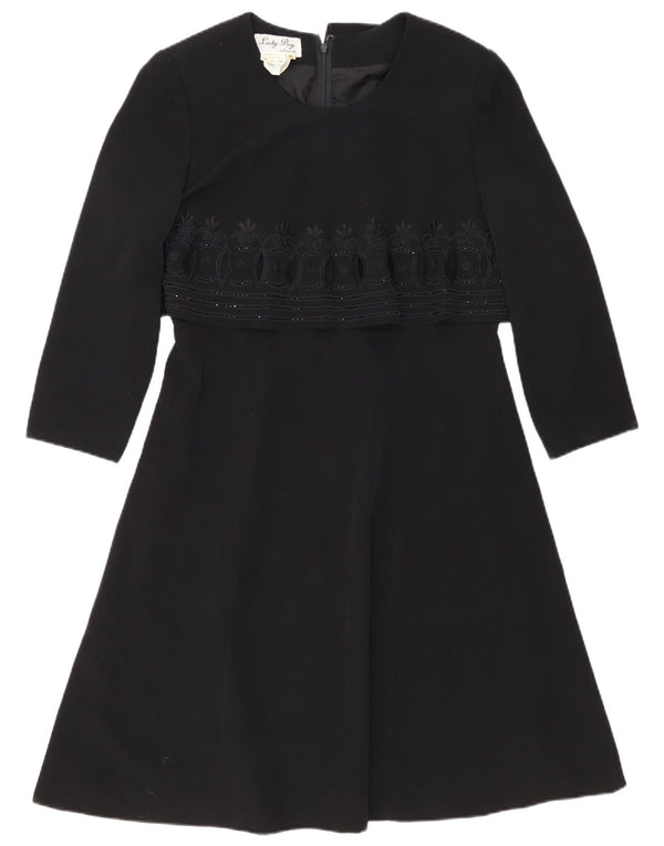 Bagatelle Vestido acampanado de manga 3/4 para mujer IT 46 Large Black Paisley