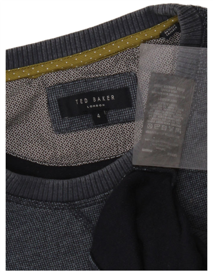 TED BAKER Jersey de cuello redondo para hombre talla 4 grande algodón azul marino