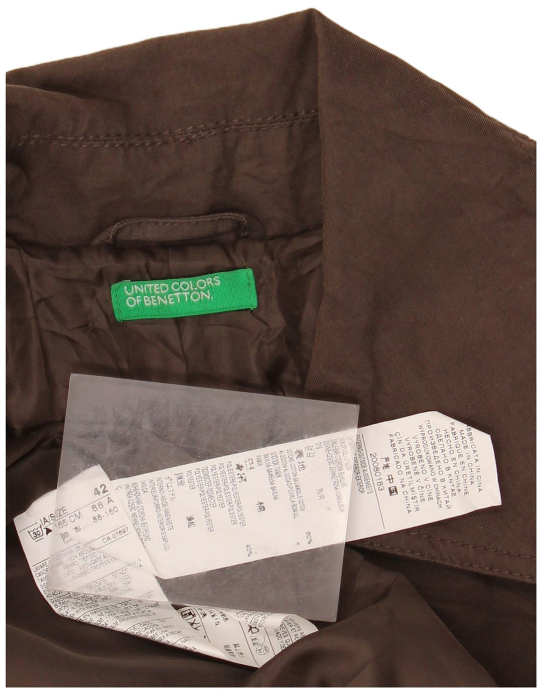 Gabardina Mujer BENETTON IT 42 Algodón Marrón Medio