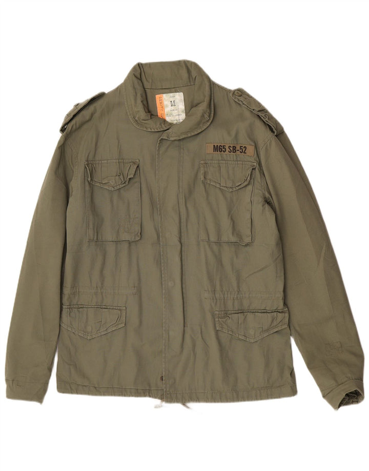 VINTAGE Chaqueta militar para hombre Reino Unido 38 Algodón caqui medio