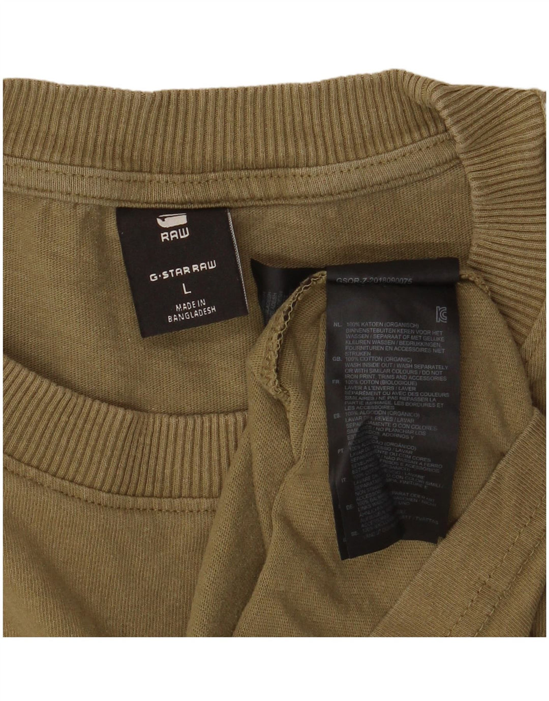 G-Star Hombre Camiseta Top Large Khaki Cotton