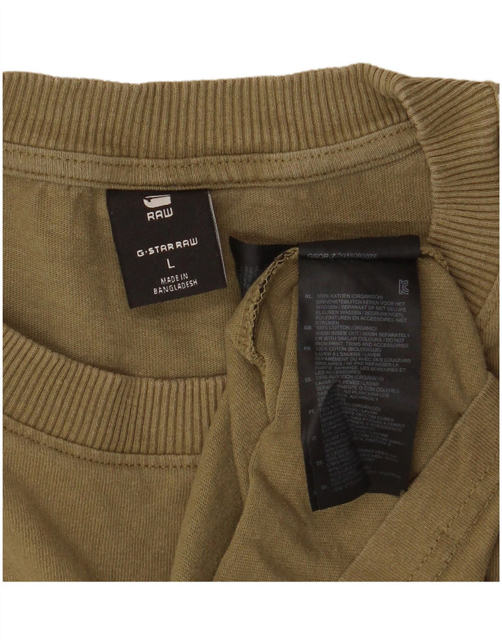 G-Star Hombre Camiseta Top Large Khaki Cotton