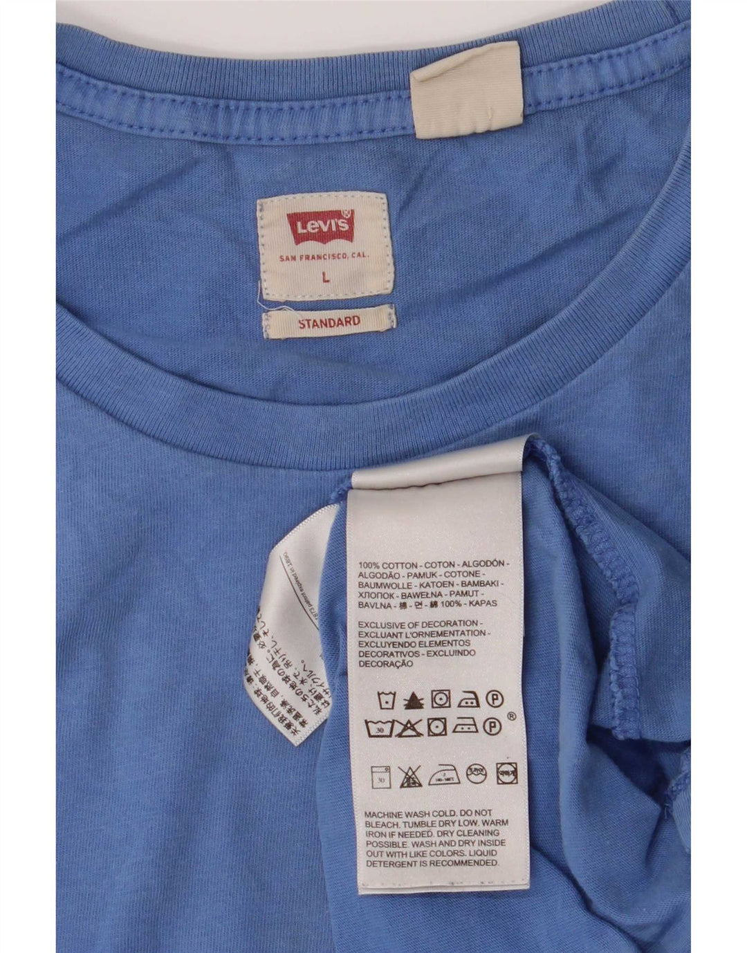 Levi's Camiseta estándar para hombre Top grande de algodón azul