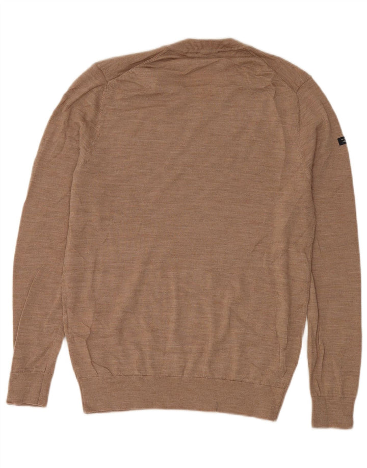 Superdry Jersey con cuello en V de lana merino en beige medio para hombre