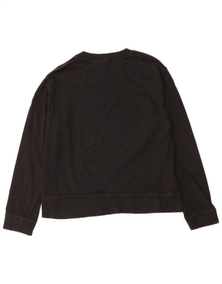 ZARA Womens Crop Sweatshirt Jumper UK 14 Medium Black Cotton