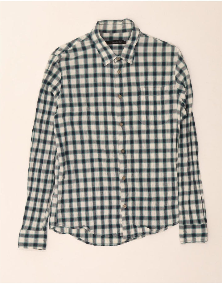 Camisa Calvin Klein Hombre Algodón A Cuadros Verde Medio
