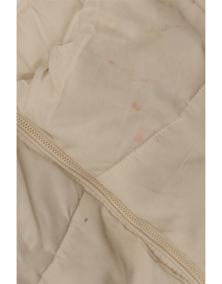 Zara Mujer Chaqueta Acolchada Extragrande Con Capucha UK 6 XS Off White Poliéster