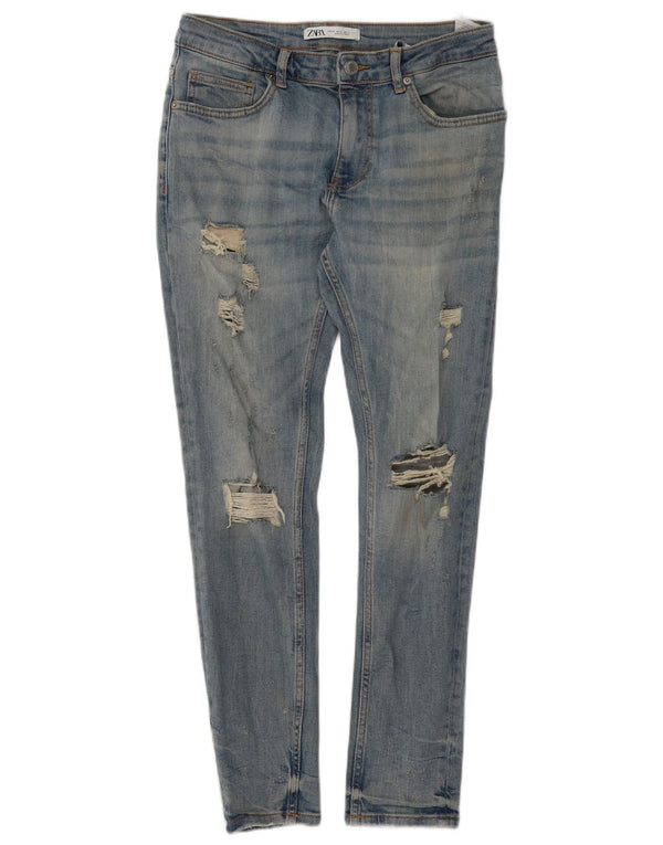 Zara Jeans ajustados desgastados para hombre EU 40 Medium W31 L29 Algodón azul
