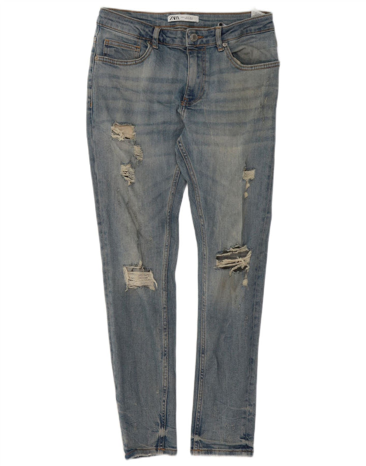Zara Jeans ajustados desgastados para hombre EU 40 Medium W31 L29 Algodón azul