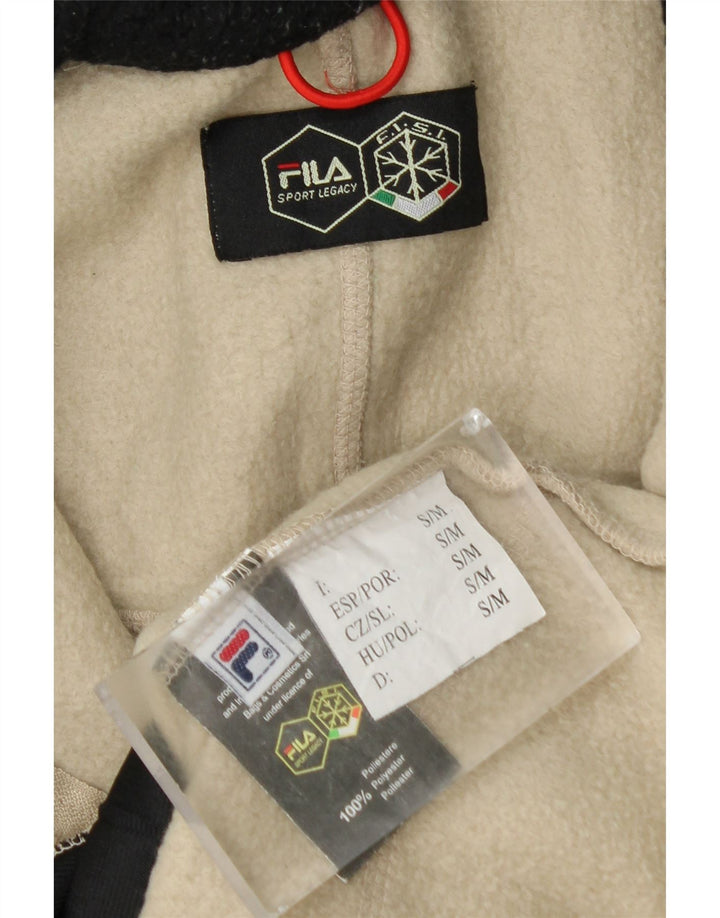 FILA Chaqueta polar para hombre UK 36 Small Beige Colorblock Poliéster