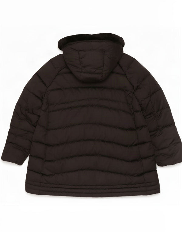 Geox Mujer Respira Abrigo acolchado con capucha UK 40 XL Poliéster negro