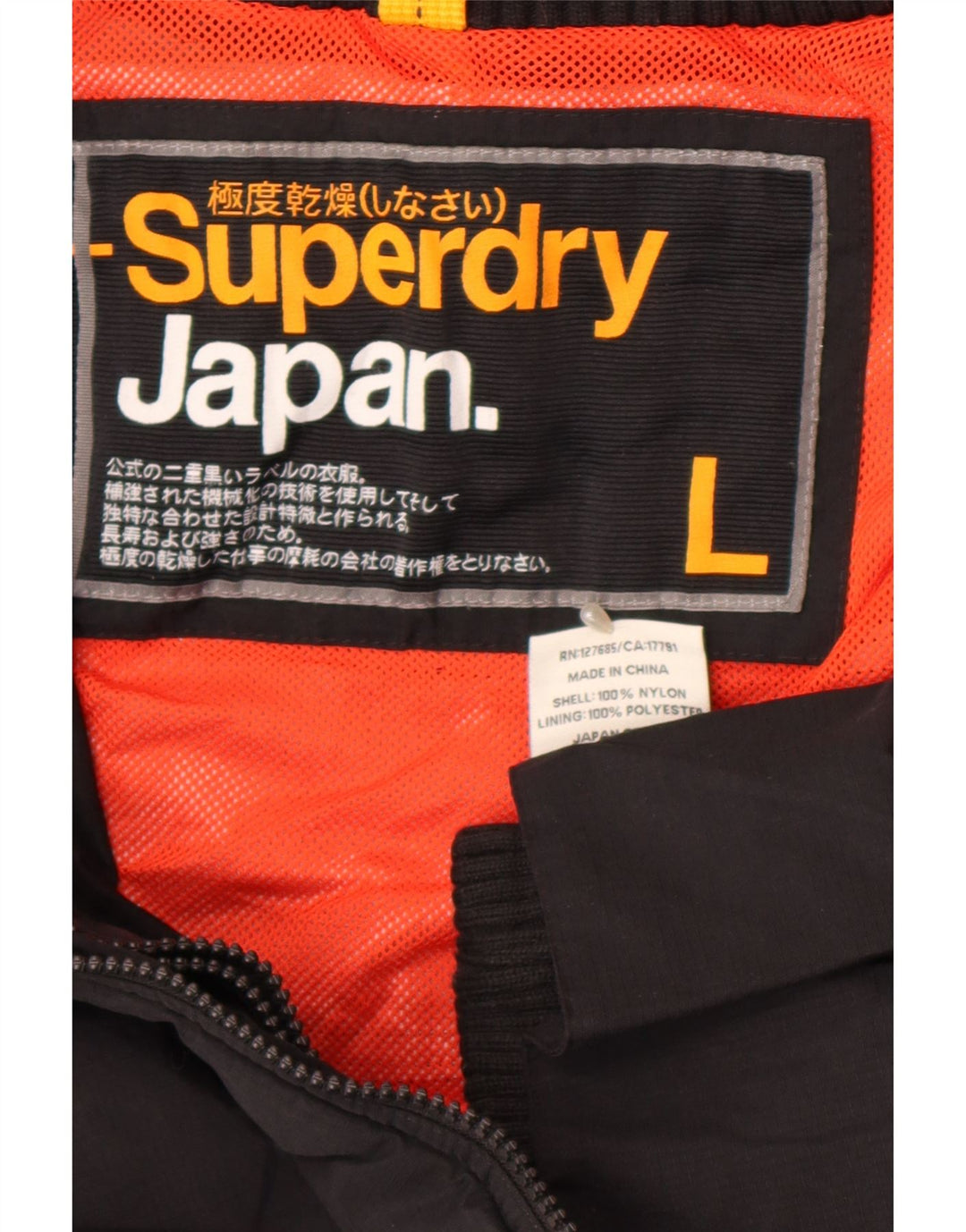 Chaqueta impermeable Superdry para mujer UK 46 Large Nylon negro