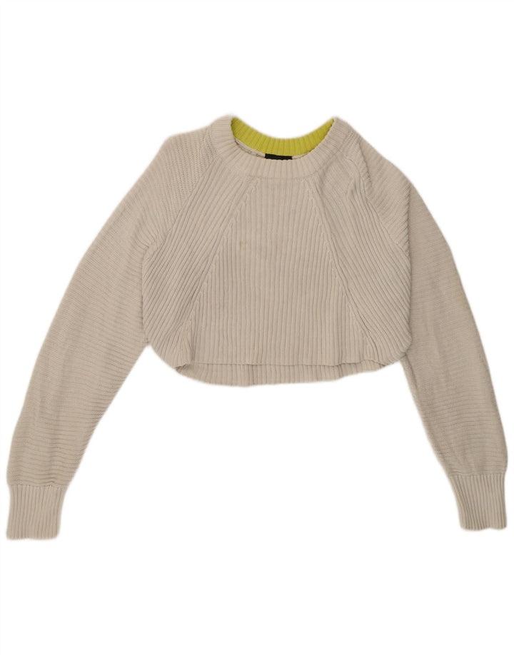 Topshop Suéter tipo jersey de cuello redondo extragrande para mujer UK 12 Medium White