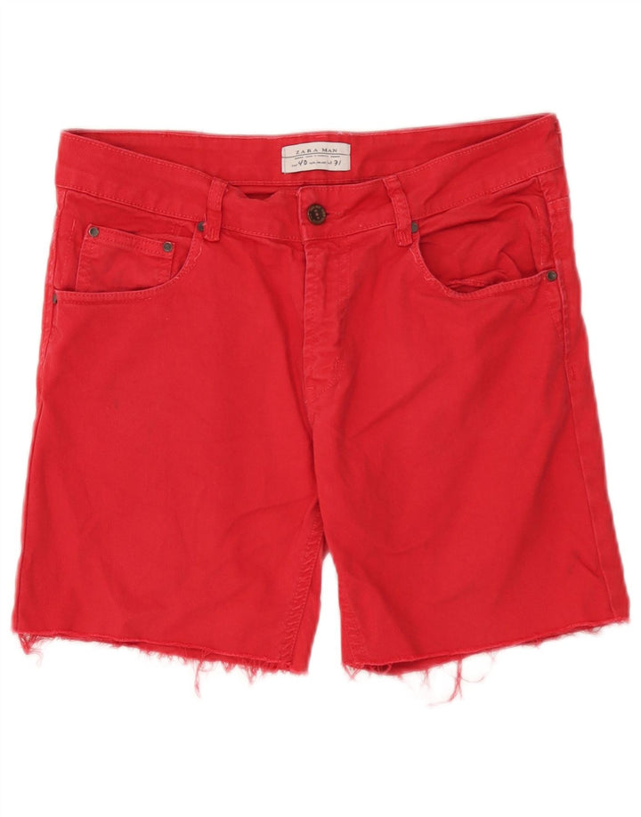 Zara Pantalones cortos de mezclilla para hombre EU 40 Medium W31 Rojo