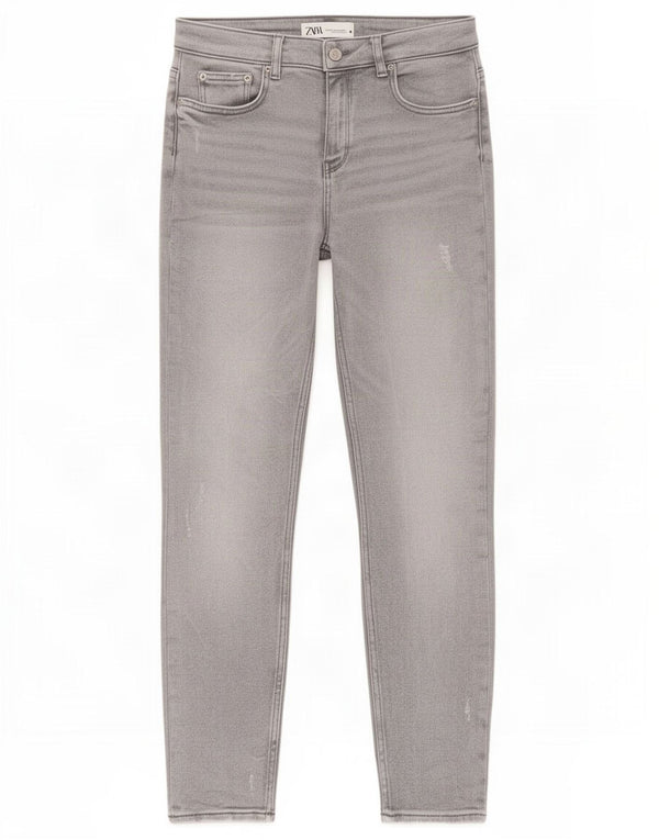 Zara Jeans Ajustados Desgastados para Mujer EU 38 Small W28 L27 Algodón Gris