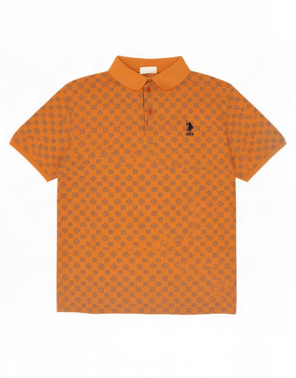 Asociación de Polo de EE. UU. Camisa De Hombre Grande Naranja Floral Algodón
