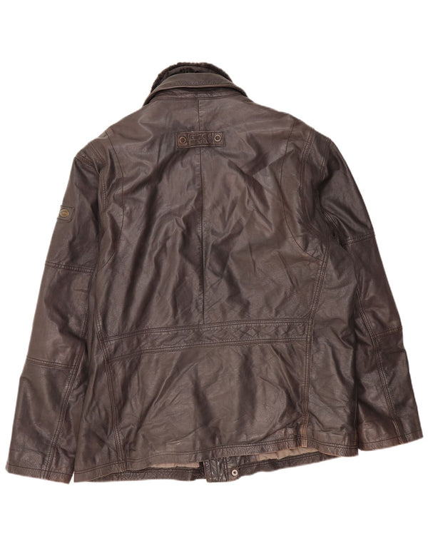 Camel Active Chaqueta de cuero para hombre IT 58 4XL Cuero marrón