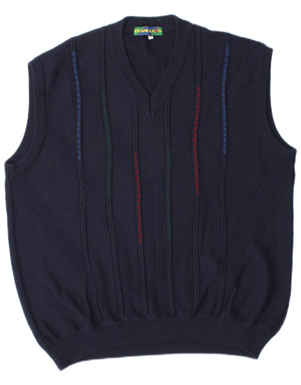 Frank Alexs Chaleco para hombre Camiseta sin mangas IT 58 2XL Lana a rayas azul marino
