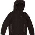 Nike Sudadera con capucha y cremallera para niños de 10 a 11 años, talla mediana, algodón negro
