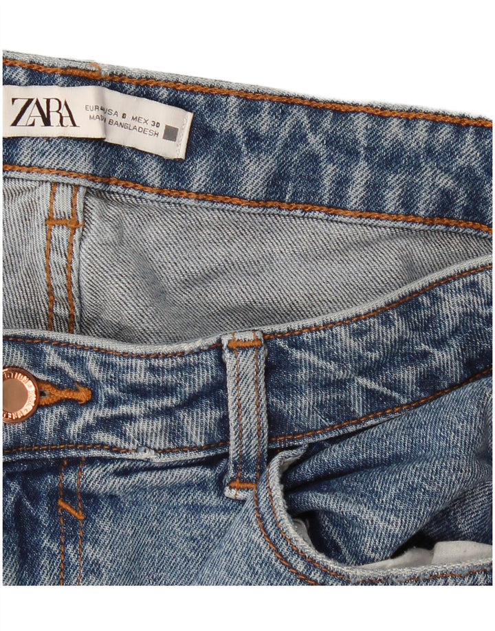 ZARA Mujer Vaqueros Slim Desgastados EU 40 Medium W30 L27 Azul