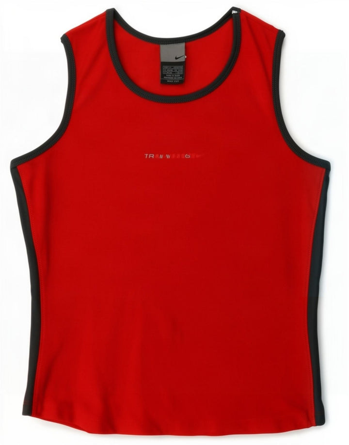 Top sin mangas con gráfico corto para mujer Nike UK 10/12 Medium Red Colourblock