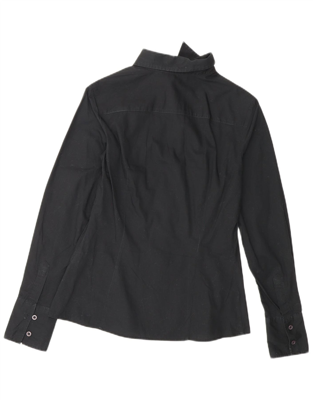 BENETTON Camisa de mujer UK 10 Small Algodón negro