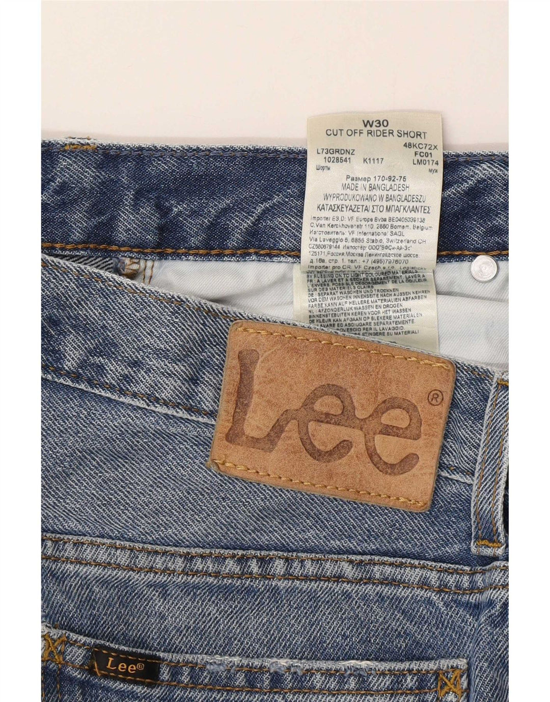 Pantalones cortos vaqueros Lee para hombre W30 de algodón azul medio