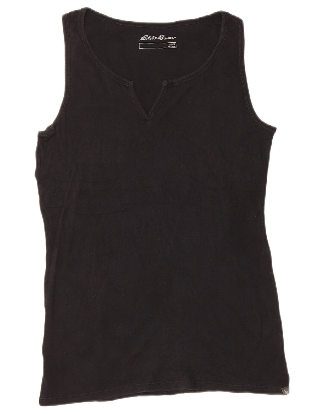 Eddie Bauer Womens Vest Top UK 12 Medium Black Cotton