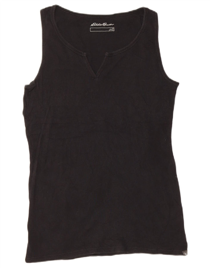 Eddie Bauer Womens Vest Top UK 12 Medium Black Cotton