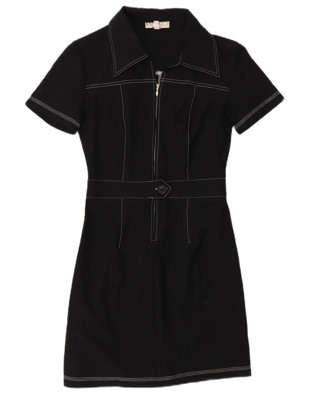 Pinko Vestido tubo de manga corta para mujer UK 42 Mediano Poliamida negra