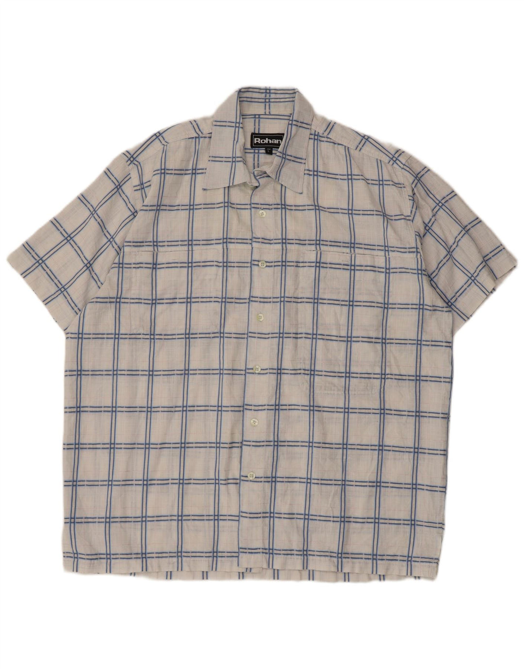 Rohan Camisa De Manga Corta Para Hombre Poliéster A Cuadros Blanco Grande