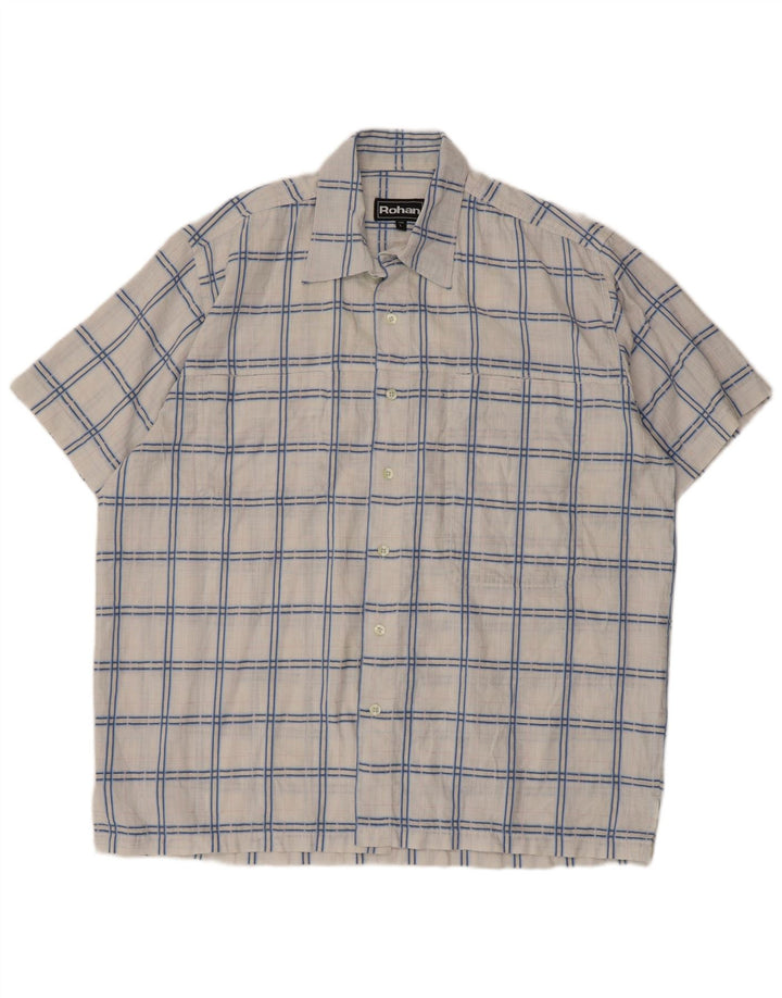 Rohan Camisa De Manga Corta Para Hombre Poliéster A Cuadros Blanco Grande