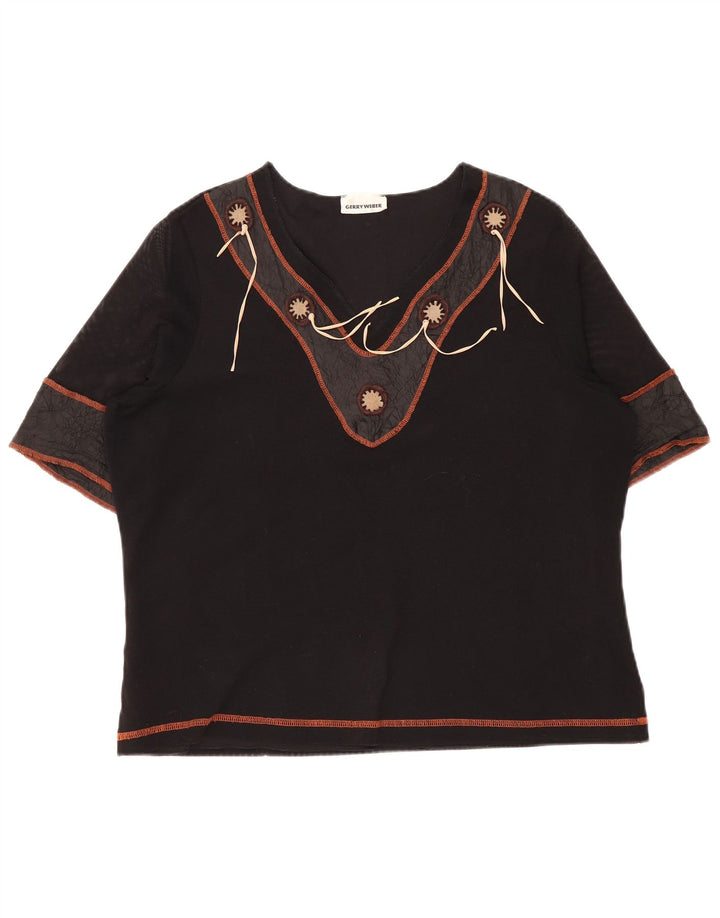 Gerry Weber Blusa para mujer Top UK 46 Large Black Colourblock
