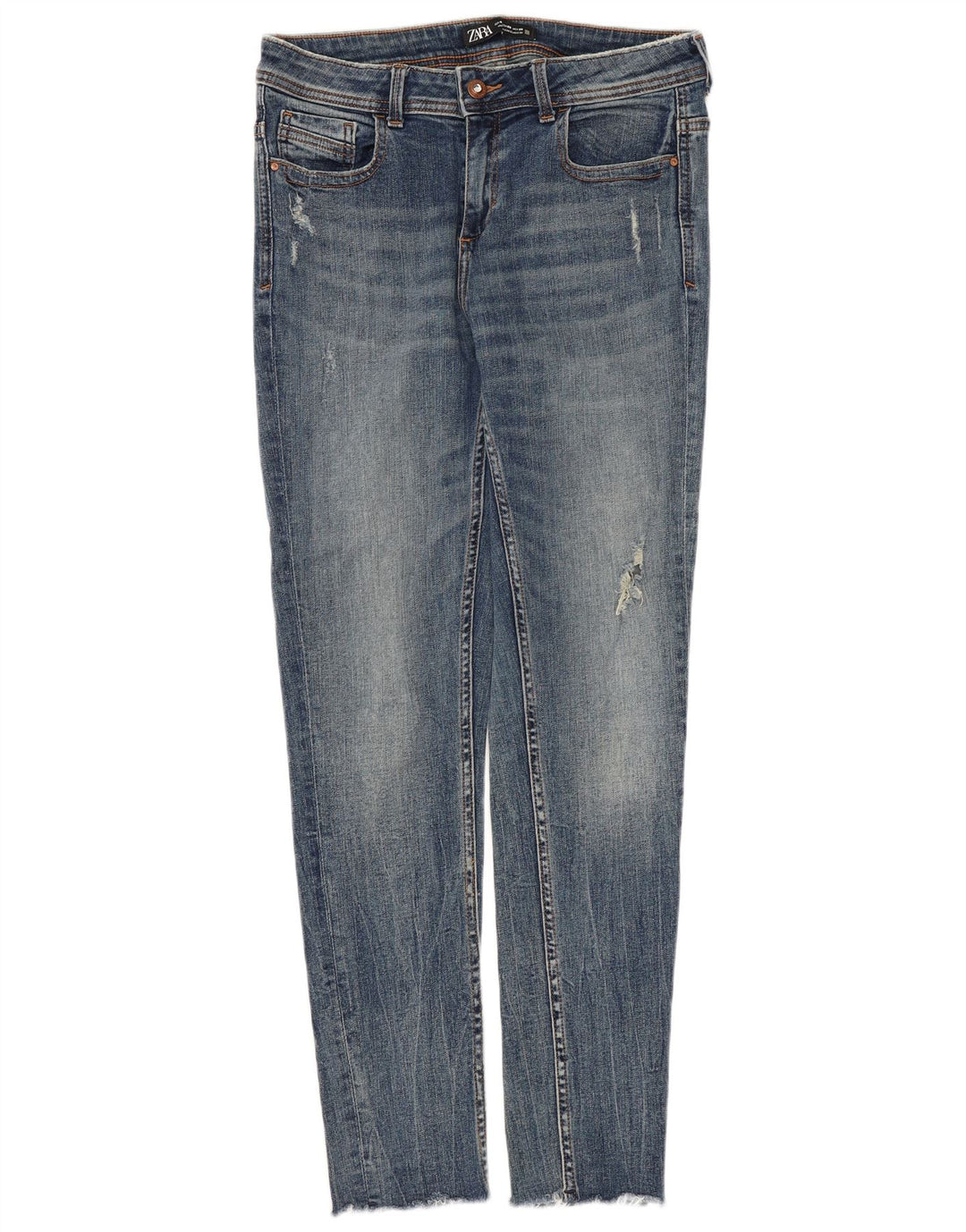 Zara Jeans Ajustados Desgastados para Mujer EU 40 Medium W30 L28 Azul