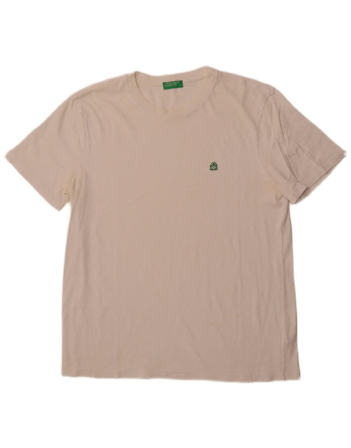 BENETTON Camiseta Hombre Top Grande Algodón Blanco