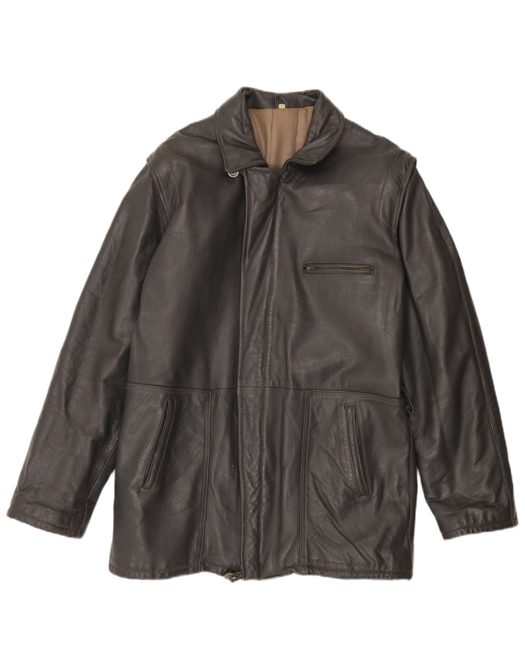 Chaqueta de cuero vintage para hombre IT 52 XL cuero gris