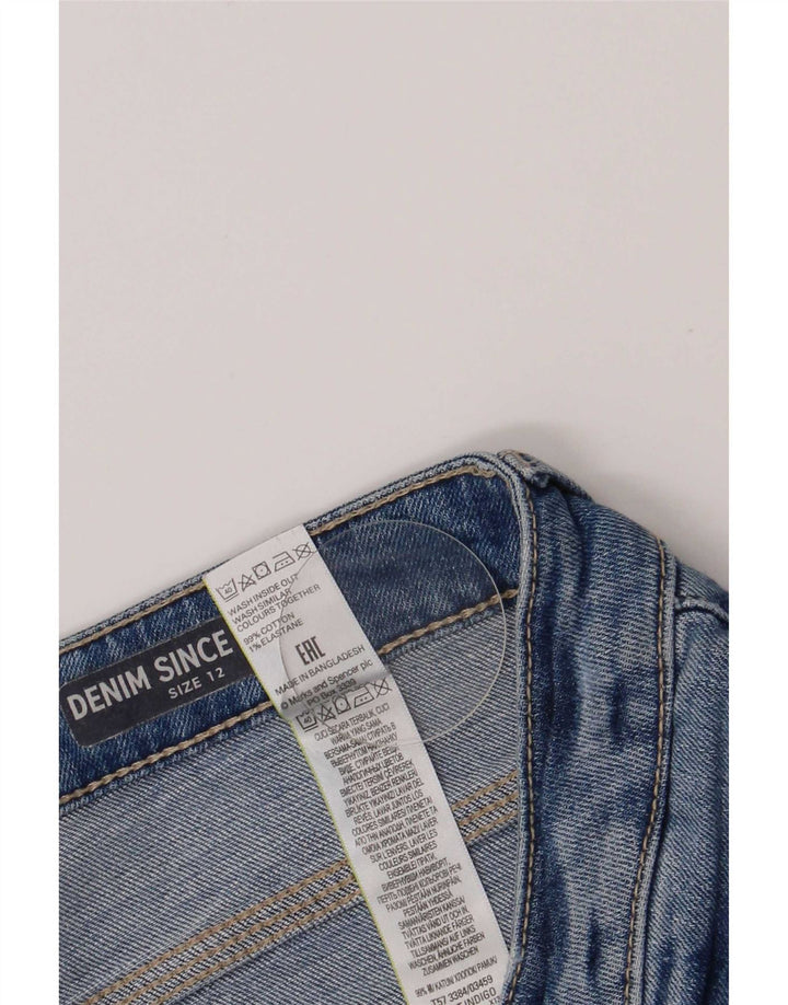 Marks & Spencer Pantalones cortos de mezclilla desgastados para mujer UK 12 Medium W30 Algodón azul
