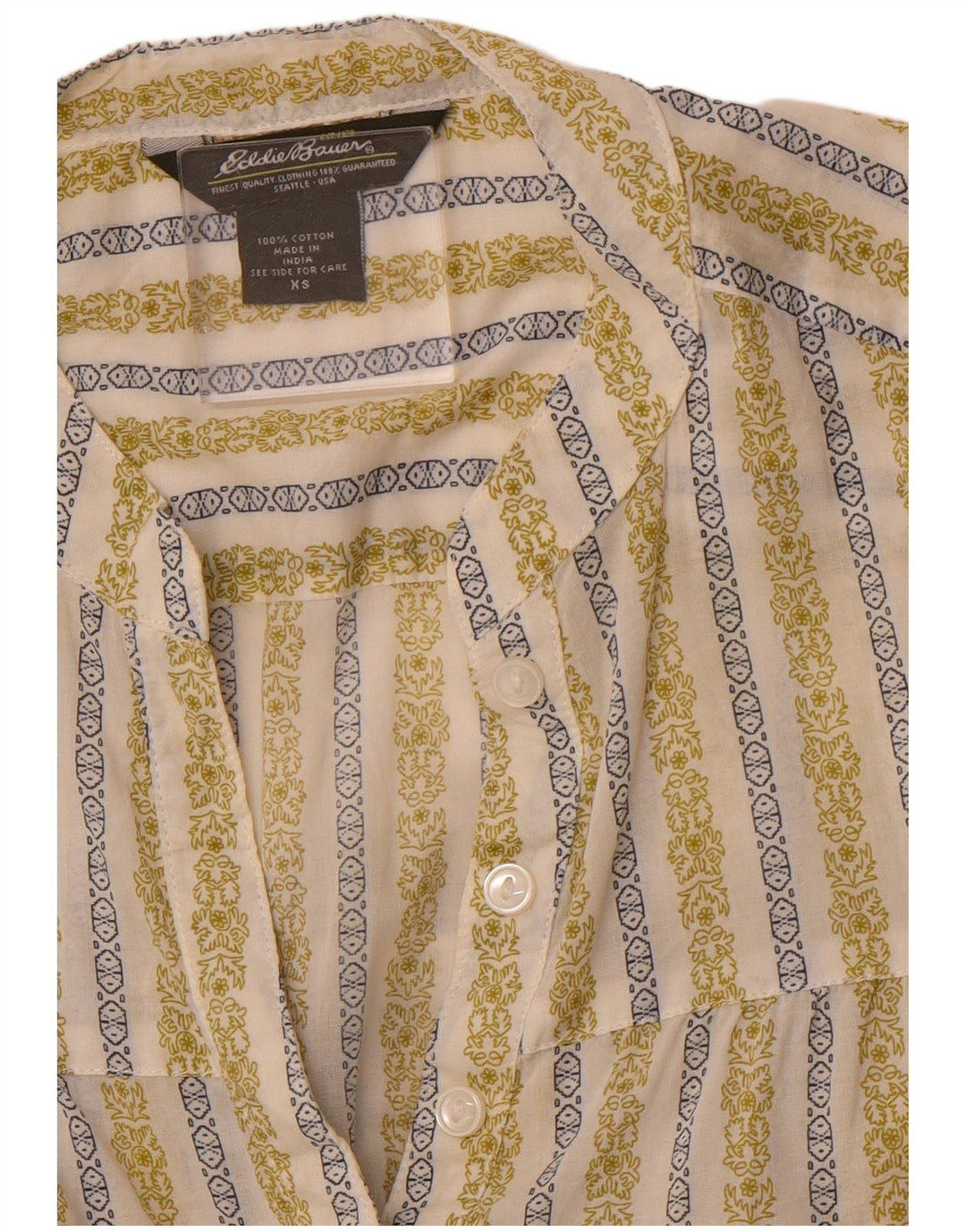 Eddie Bauer Camisa para mujer UK 6 XS Algodón floral verde