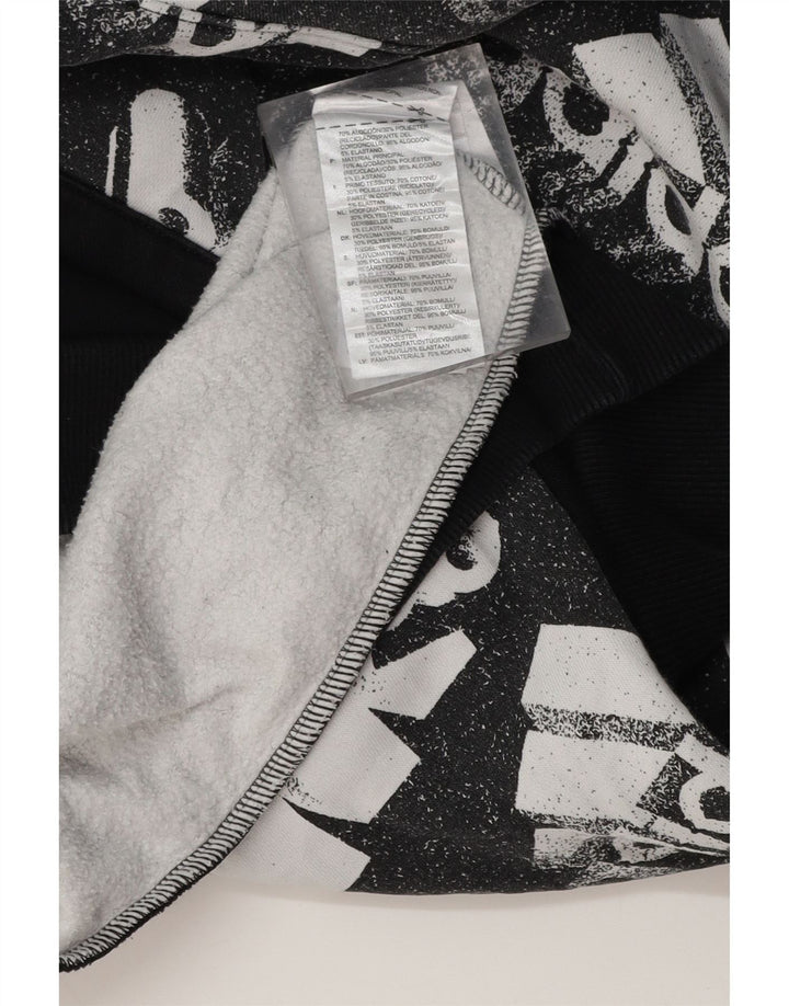 ADIDAS Hombre Graphic Sudadera con capucha Jumper Large Negro Colorblock Algodón