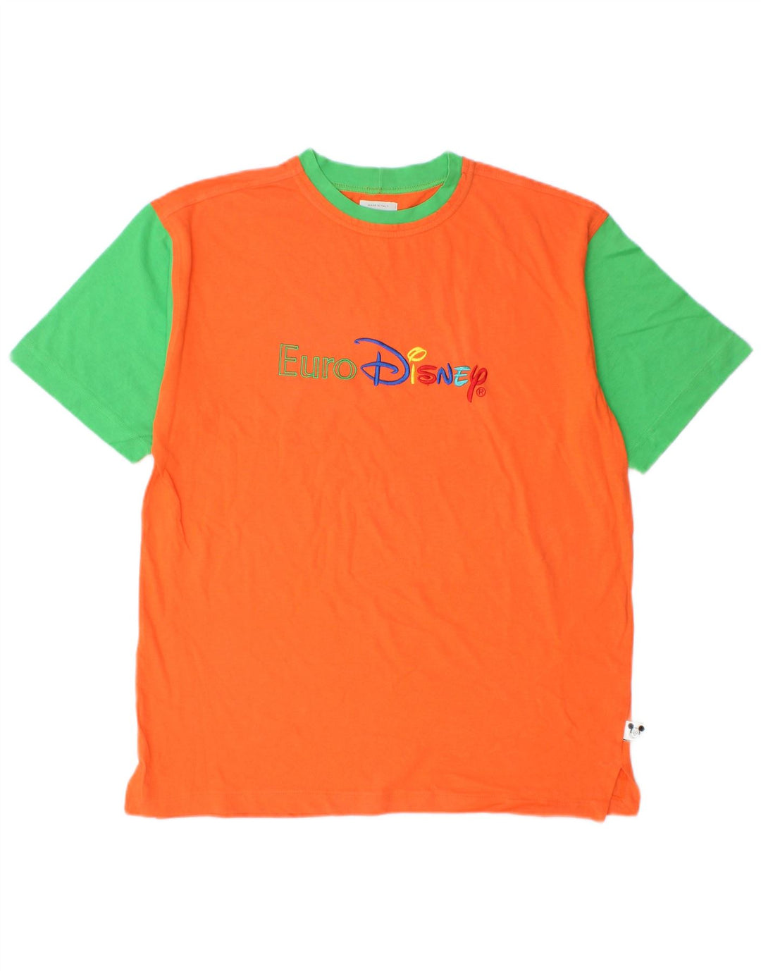 BENETTON Camiseta con estampado de Mickey Mouse para hombre, color naranja medio