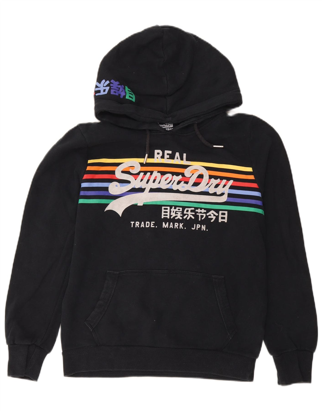 Superdry Jersey con capucha gráfica para mujer Reino Unido 44 Grande Algodón negro