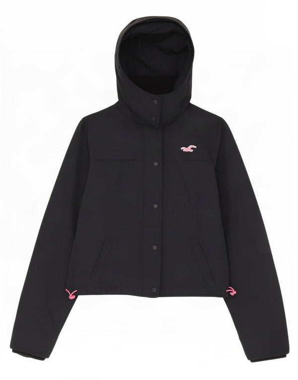 Chaqueta impermeable con capucha Hollister para mujer UK 44 Medium Nylon azul marino